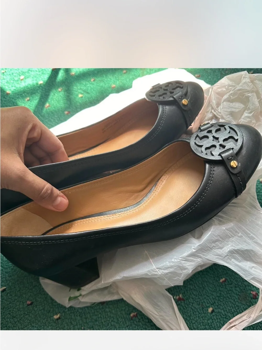 Tory Burch Women's Black Logo Block Heel